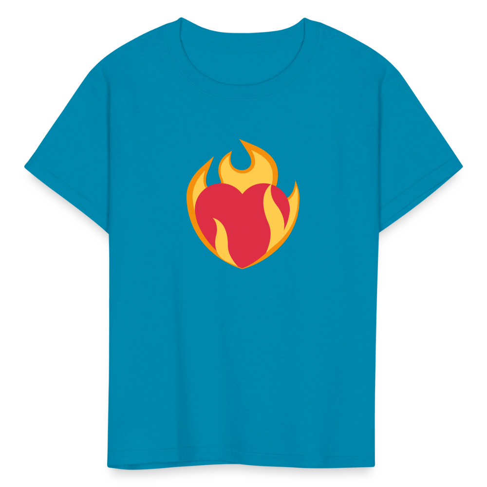 ❤️‍🔥 Heart on Fire (Twemoji) Kids' T-Shirt - turquoise