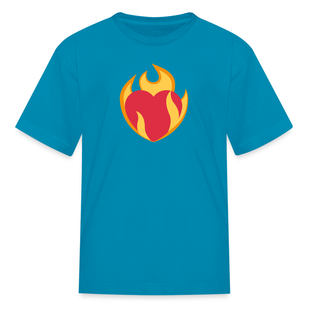 ❤️‍🔥 Heart on Fire (Twemoji) Kids' T-Shirt - turquoise