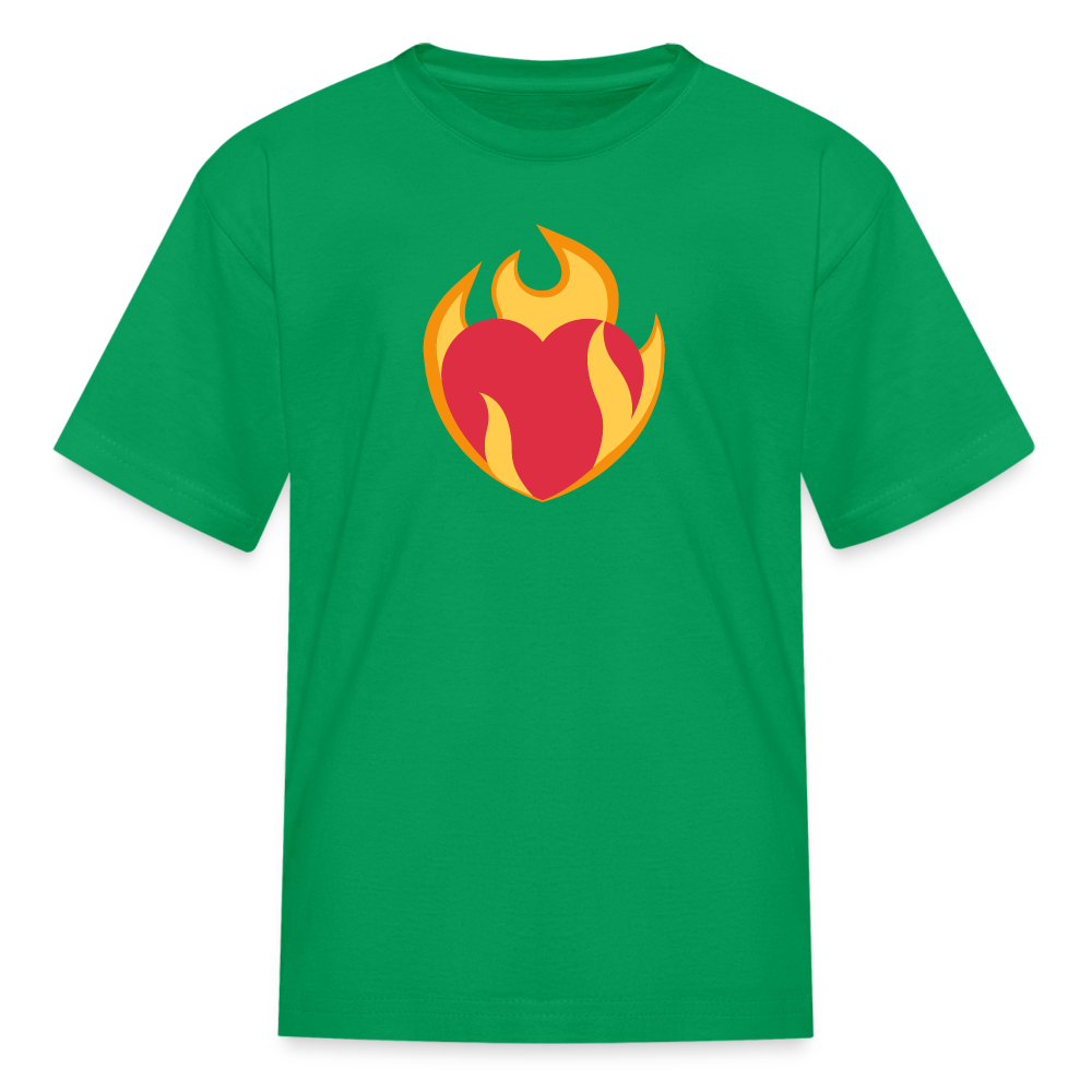 ❤️‍🔥 Heart on Fire (Twemoji) Kids' T-Shirt - kelly green