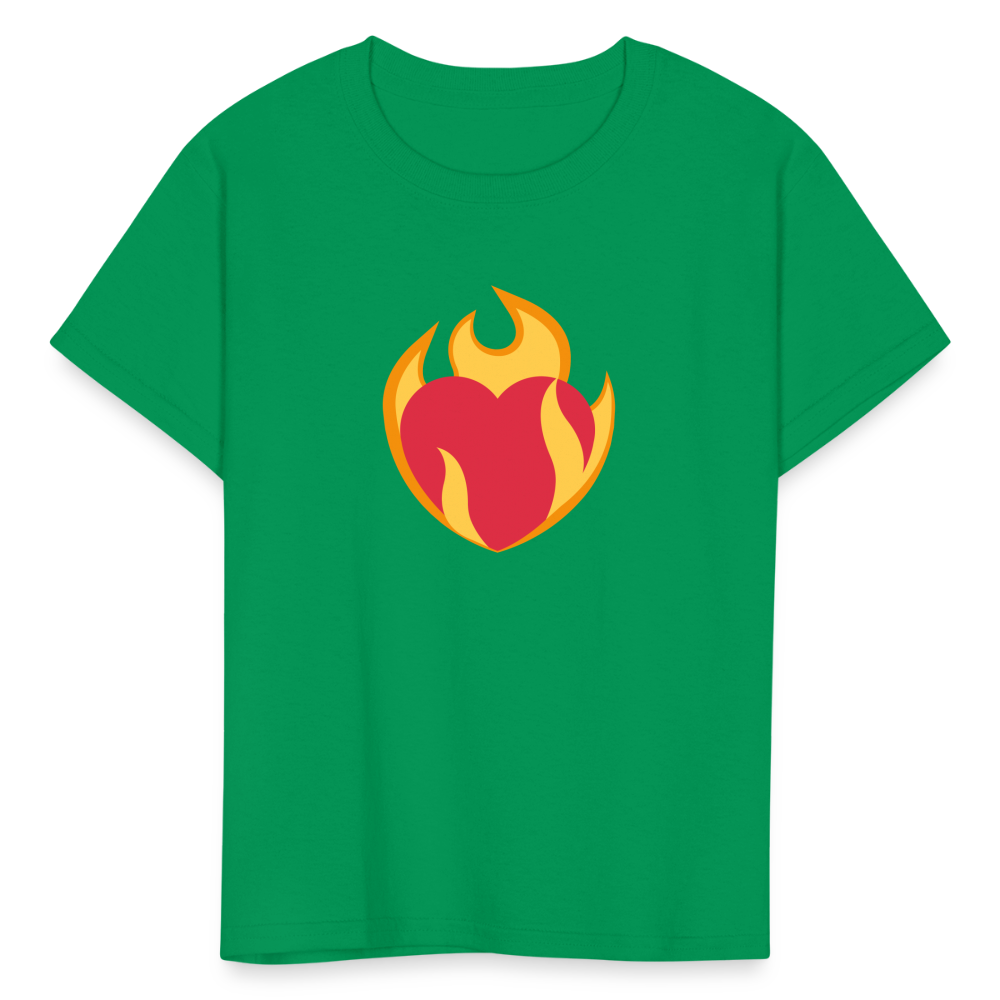 ❤️‍🔥 Heart on Fire (Twemoji) Kids' T-Shirt - kelly green