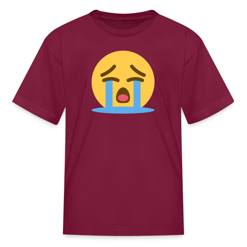 😭 Loudly Crying Face (Twemoji) Kids' T-Shirt - burgundy
