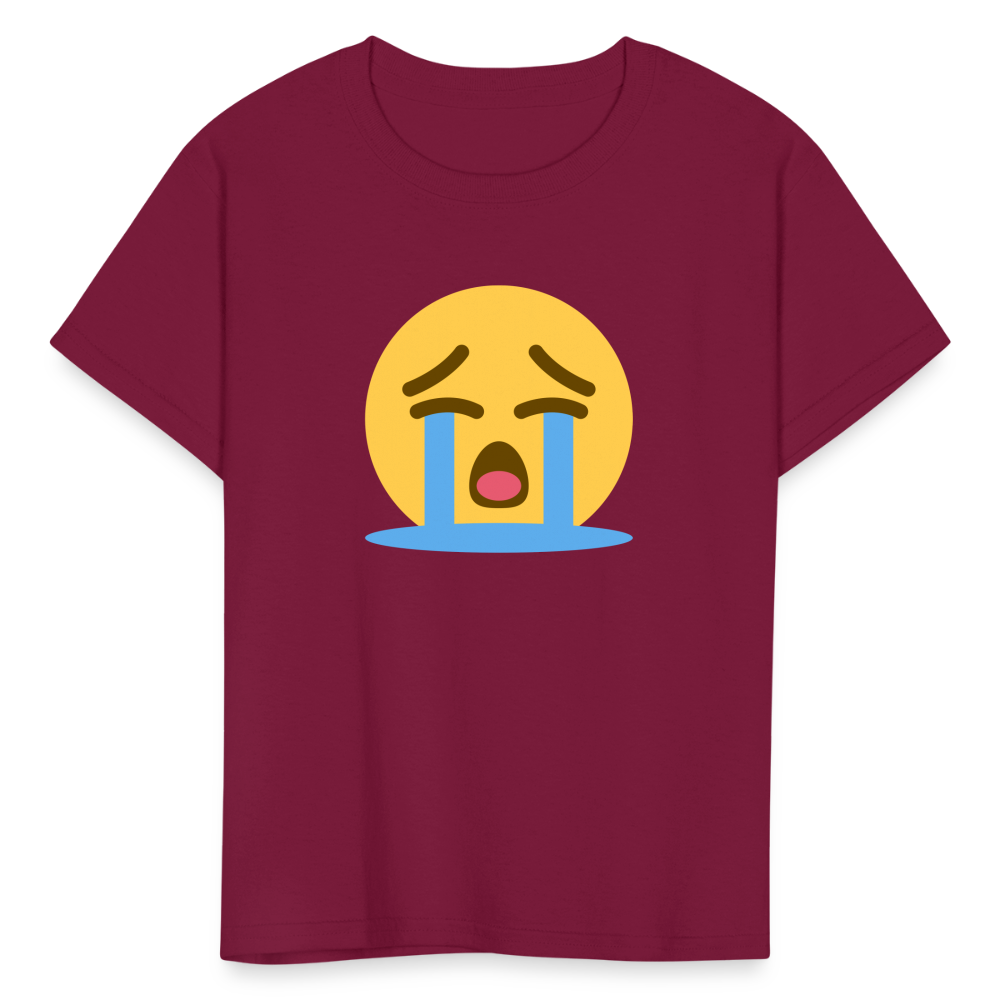 😭 Loudly Crying Face (Twemoji) Kids' T-Shirt - burgundy