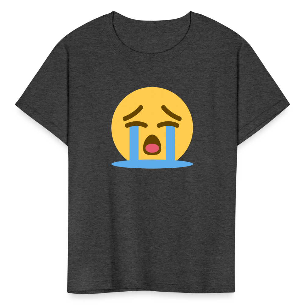 😭 Loudly Crying Face (Twemoji) Kids' T-Shirt - heather black
