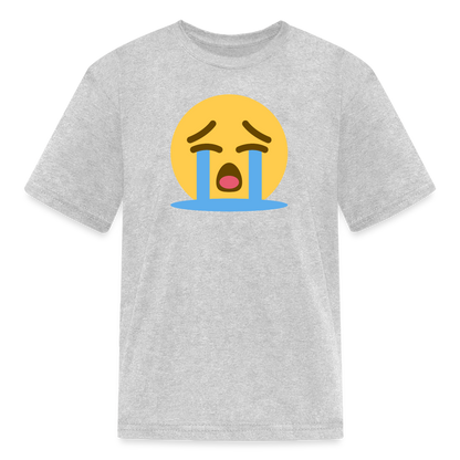 😭 Loudly Crying Face (Twemoji) Kids' T-Shirt - heather gray