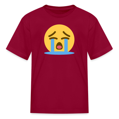 😭 Loudly Crying Face (Twemoji) Kids' T-Shirt - dark red