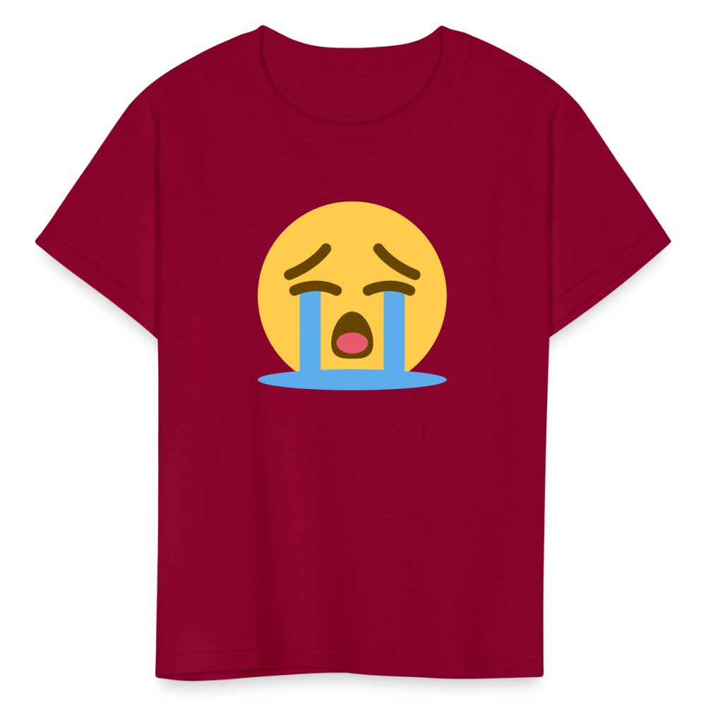 😭 Loudly Crying Face (Twemoji) Kids' T-Shirt - dark red