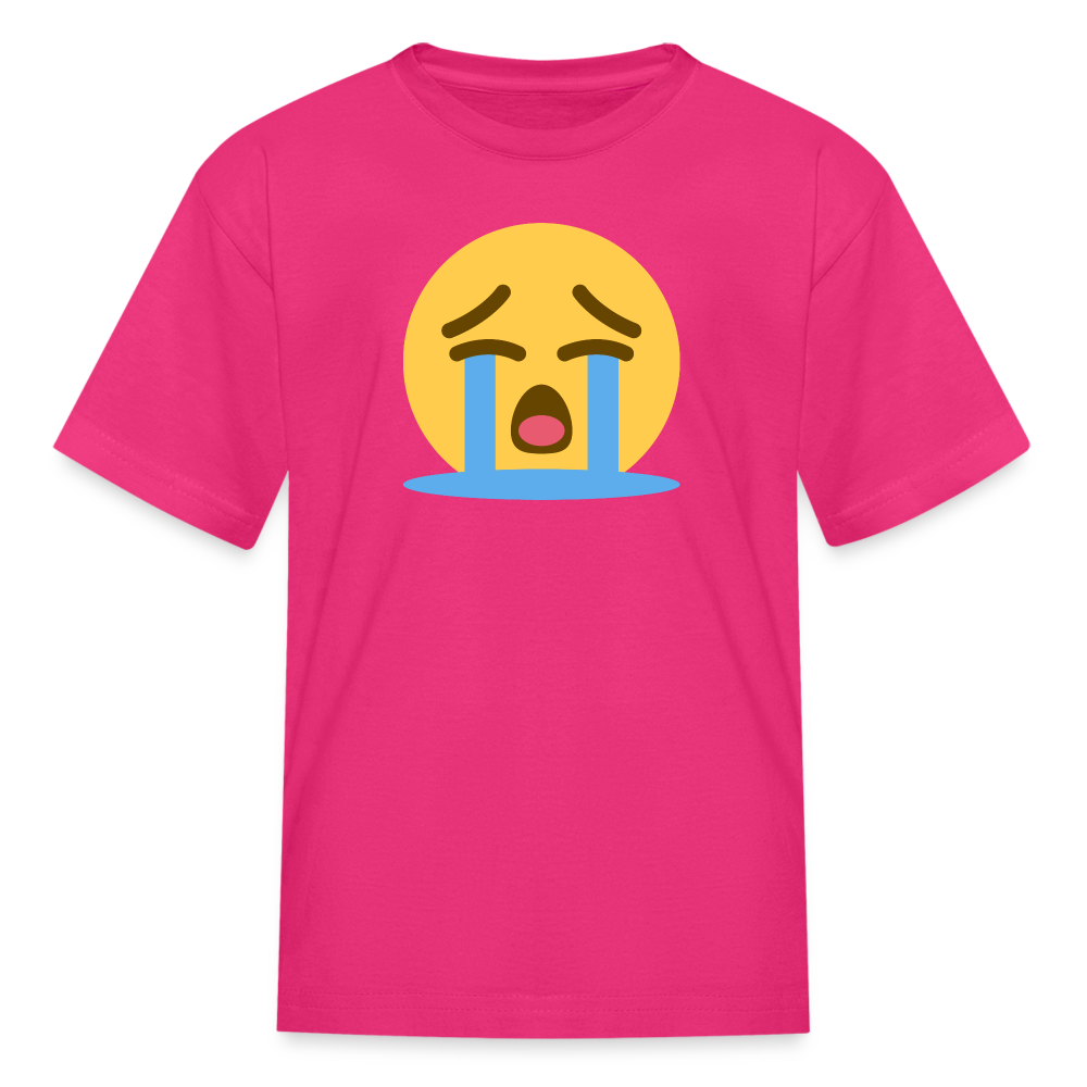 😭 Loudly Crying Face (Twemoji) Kids' T-Shirt - fuchsia