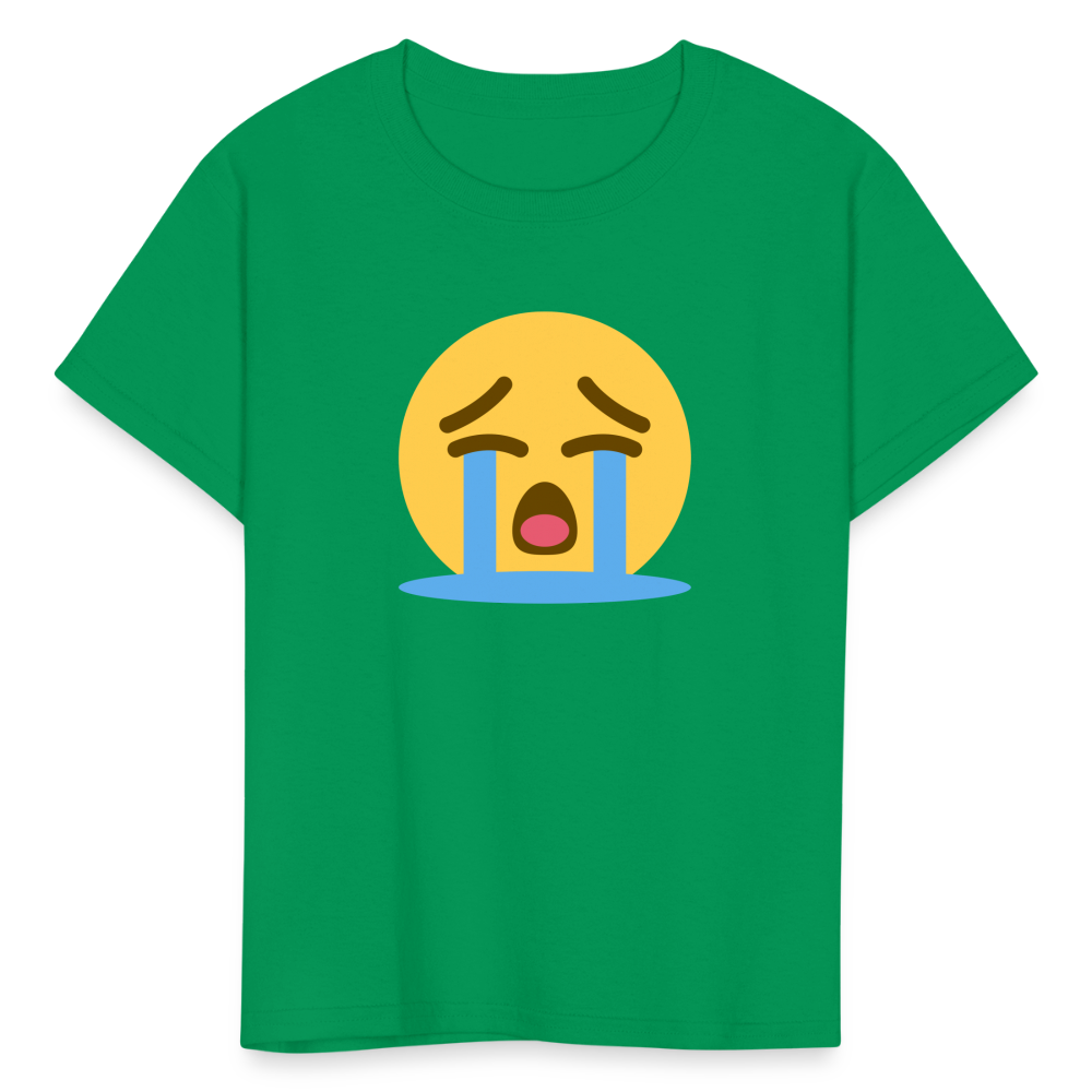 😭 Loudly Crying Face (Twemoji) Kids' T-Shirt - kelly green