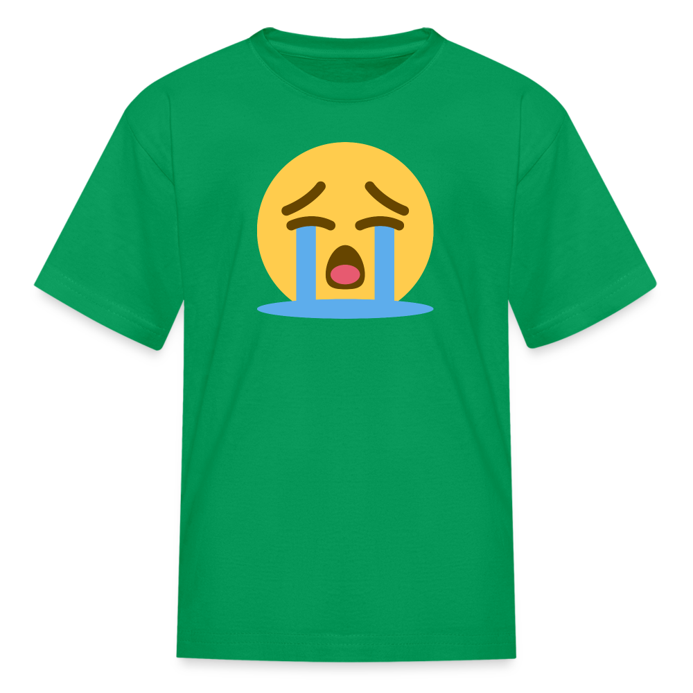 😭 Loudly Crying Face (Twemoji) Kids' T-Shirt - kelly green