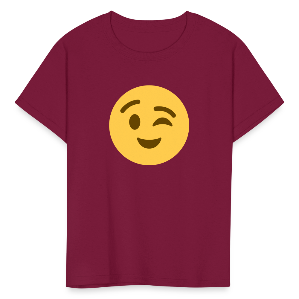 😉 Winking Face (Twemoji) Kids' T-Shirt - burgundy