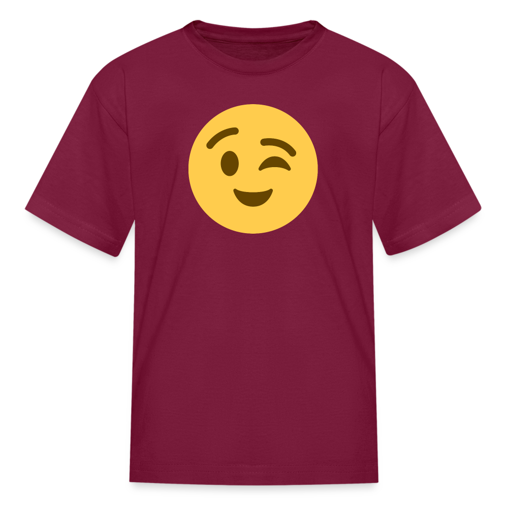 😉 Winking Face (Twemoji) Kids' T-Shirt - burgundy
