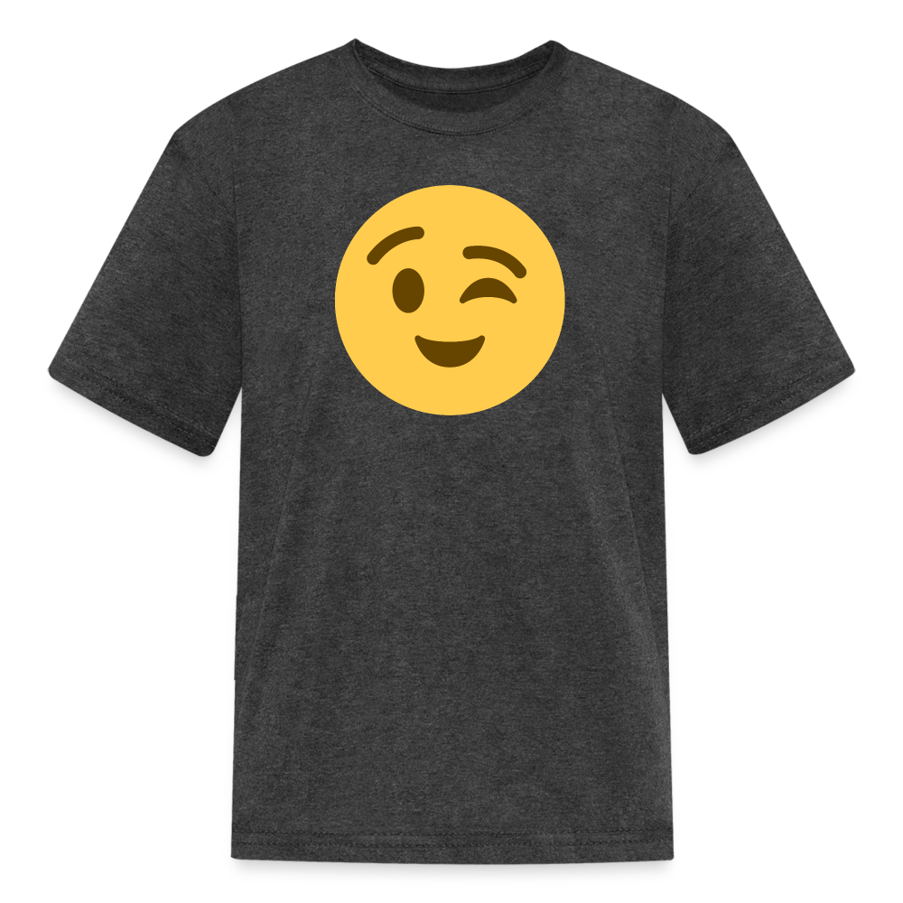😉 Winking Face (Twemoji) Kids' T-Shirt - heather black