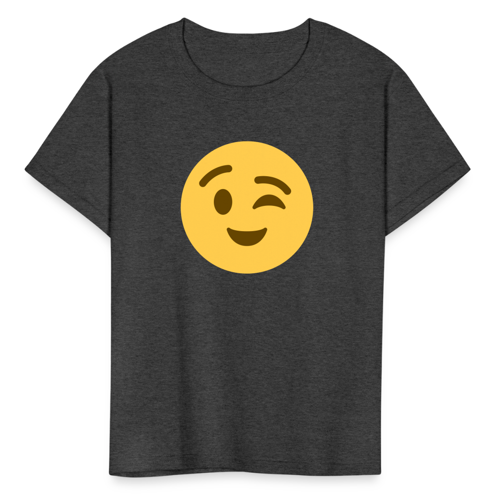 😉 Winking Face (Twemoji) Kids' T-Shirt - heather black