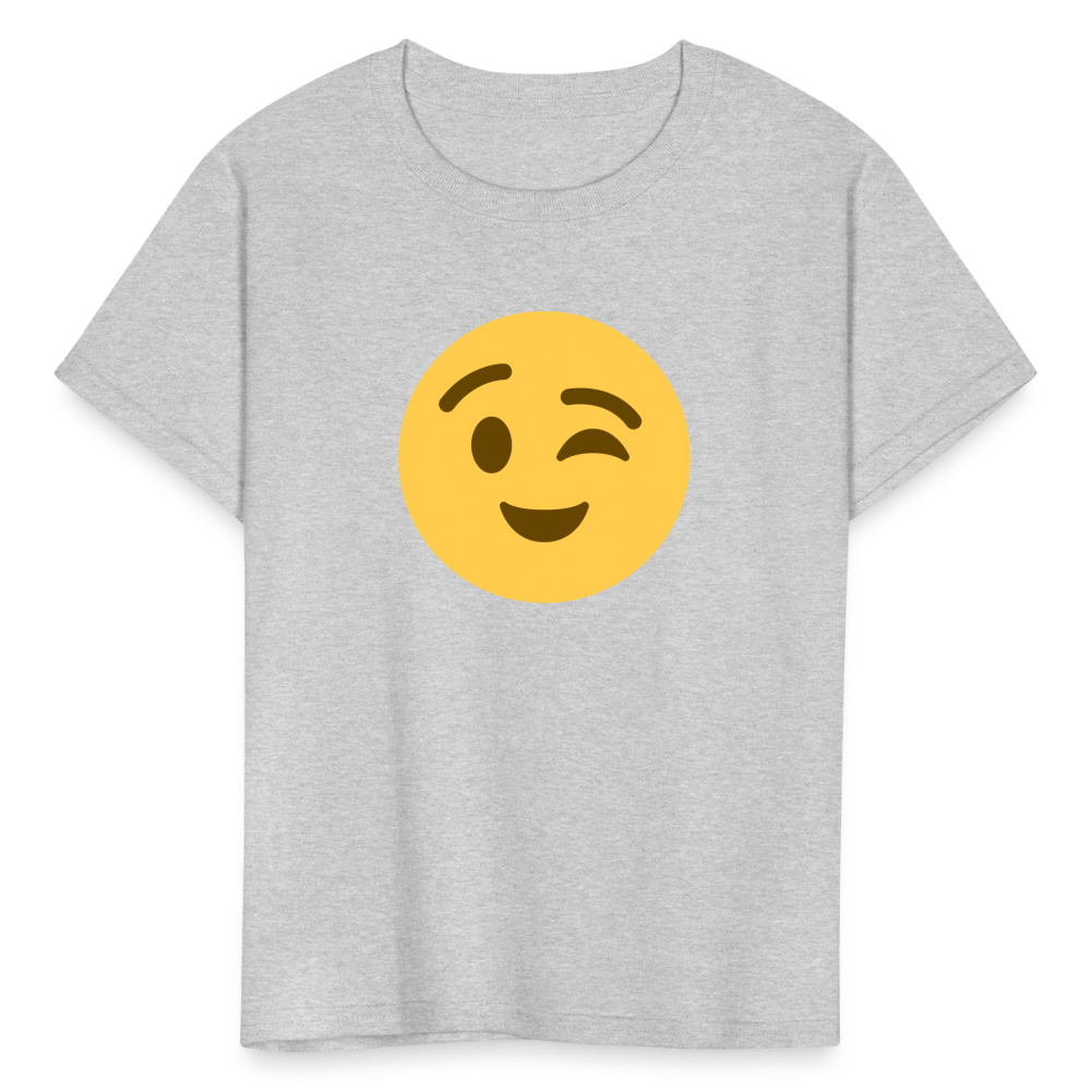 😉 Winking Face (Twemoji) Kids' T-Shirt - heather gray