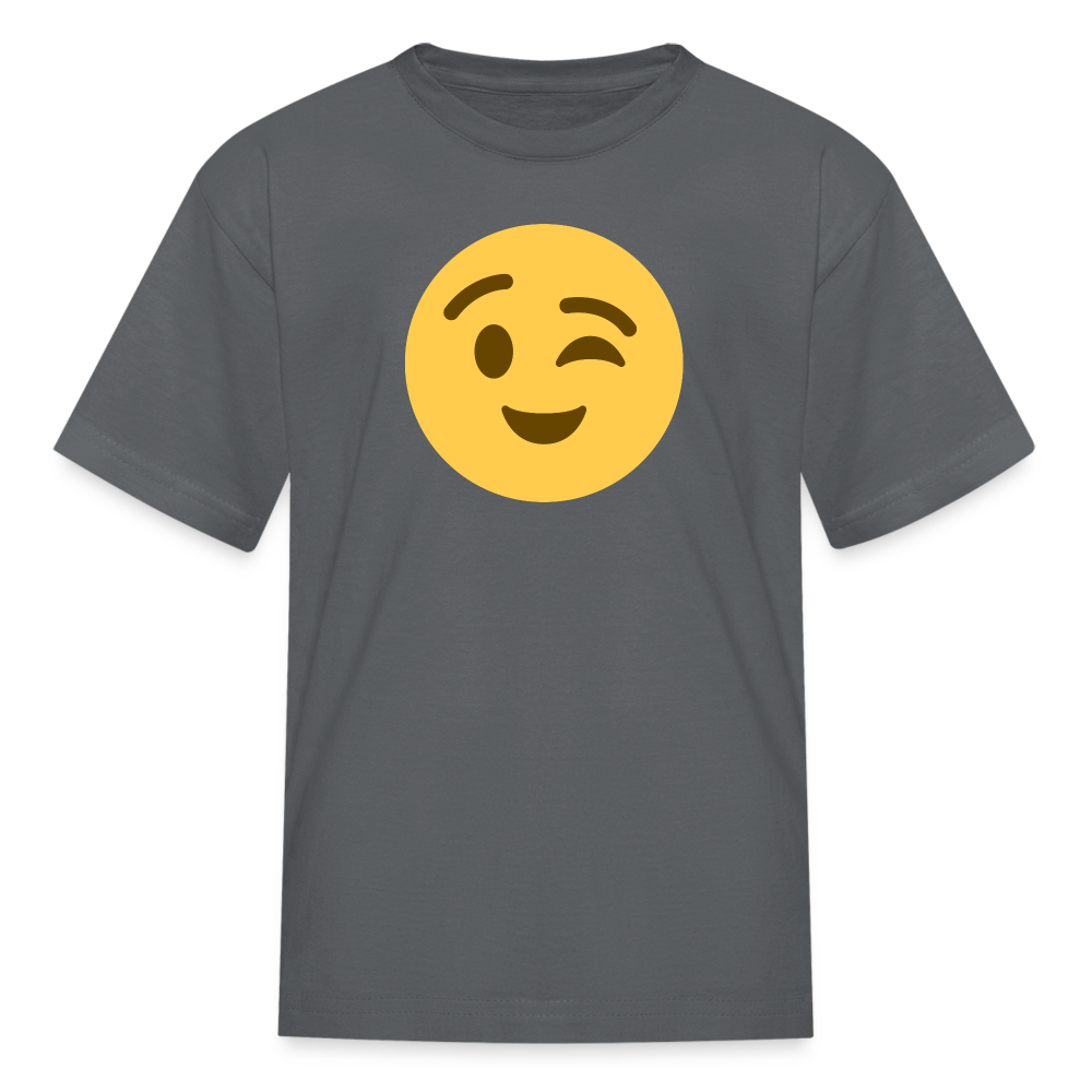 😉 Winking Face (Twemoji) Kids' T-Shirt - charcoal