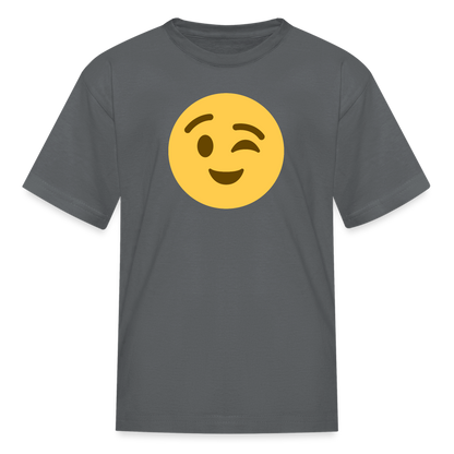 😉 Winking Face (Twemoji) Kids' T-Shirt - charcoal