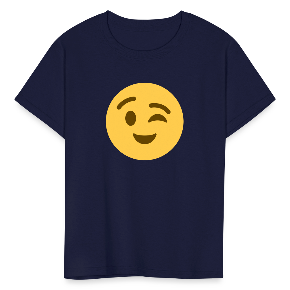 😉 Winking Face (Twemoji) Kids' T-Shirt - navy