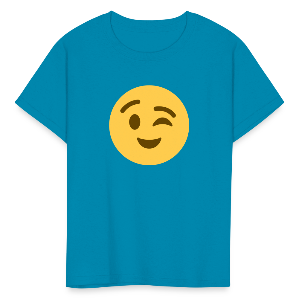 😉 Winking Face (Twemoji) Kids' T-Shirt - turquoise