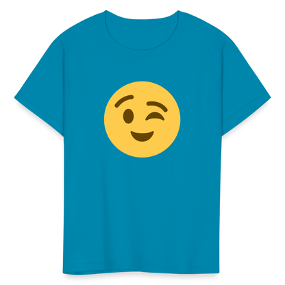😉 Winking Face (Twemoji) Kids' T-Shirt - turquoise