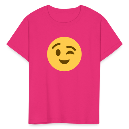 😉 Winking Face (Twemoji) Kids' T-Shirt - fuchsia