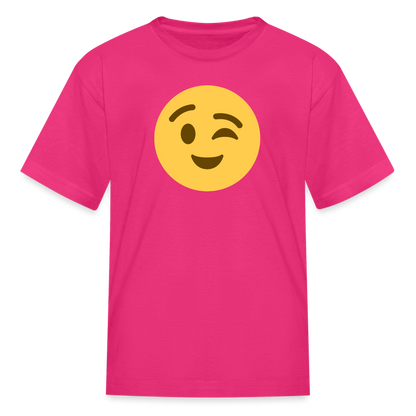 😉 Winking Face (Twemoji) Kids' T-Shirt - fuchsia