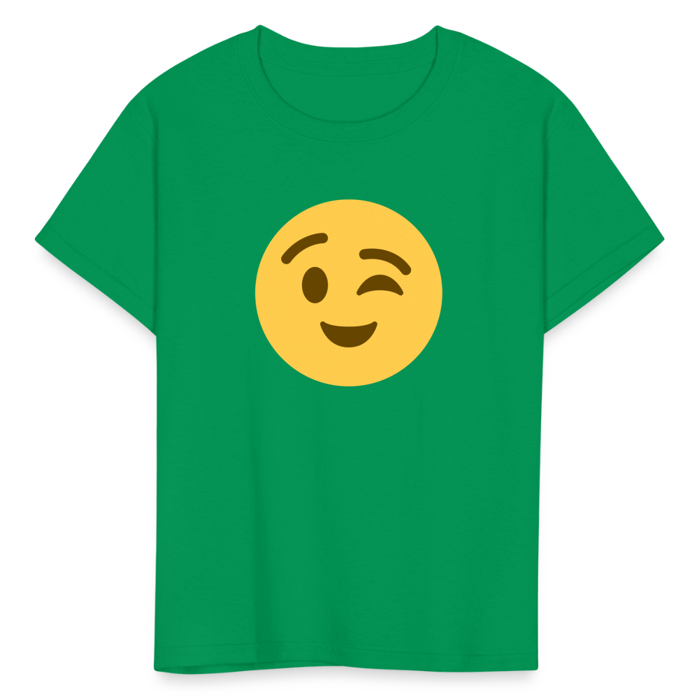 😉 Winking Face (Twemoji) Kids' T-Shirt - kelly green