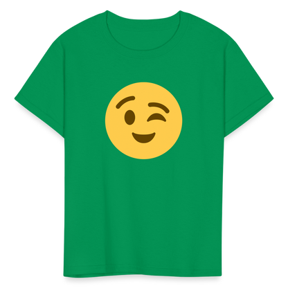 😉 Winking Face (Twemoji) Kids' T-Shirt - kelly green