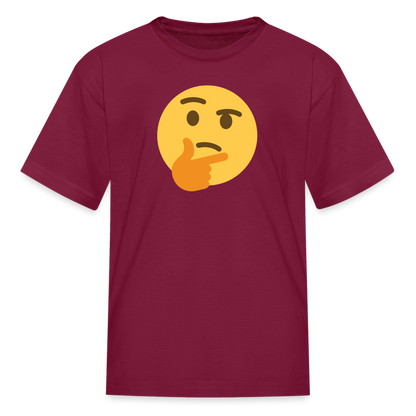 🤔 Thinking Face (Twemoji) Kids' T-Shirt - burgundy