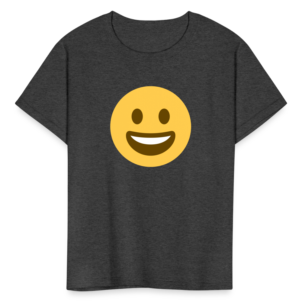 😀 Grinning Face (Twemoji) Kids' T-Shirt - heather black