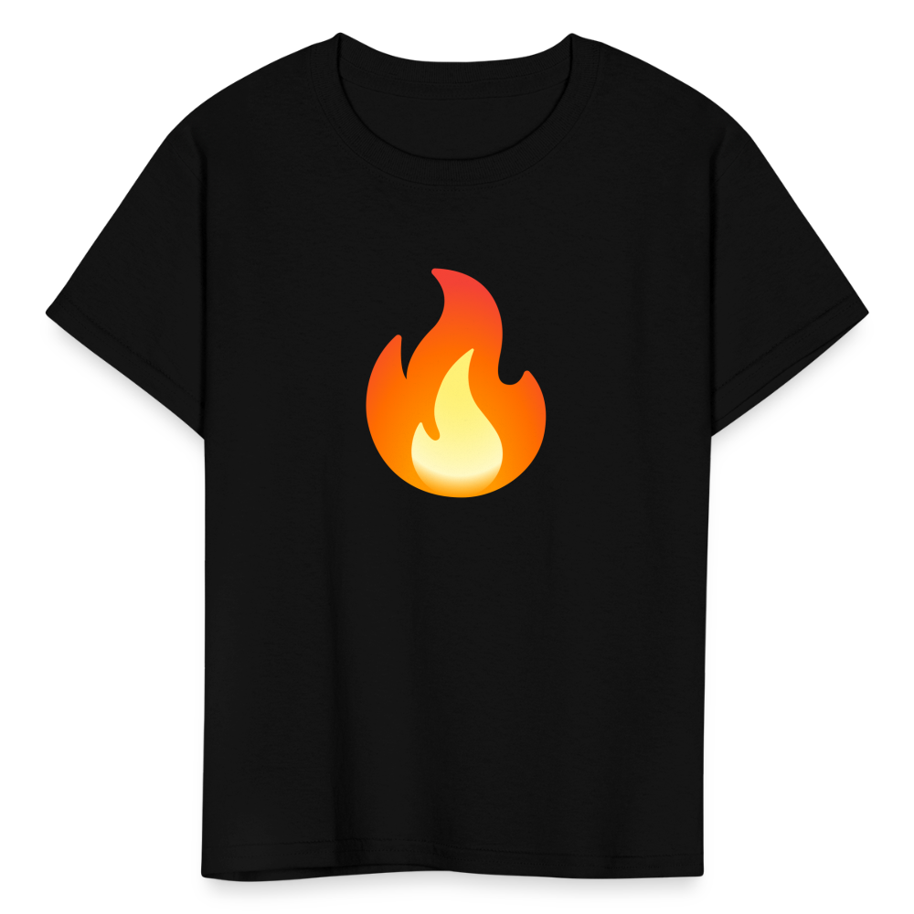 🔥 Fire (Google Noto Color Emoji) Kids' T-Shirt - black