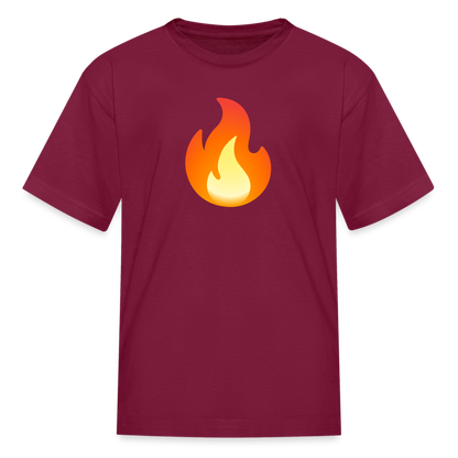 🔥 Fire (Google Noto Color Emoji) Kids' T-Shirt - burgundy