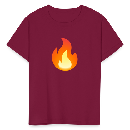 🔥 Fire (Google Noto Color Emoji) Kids' T-Shirt - burgundy