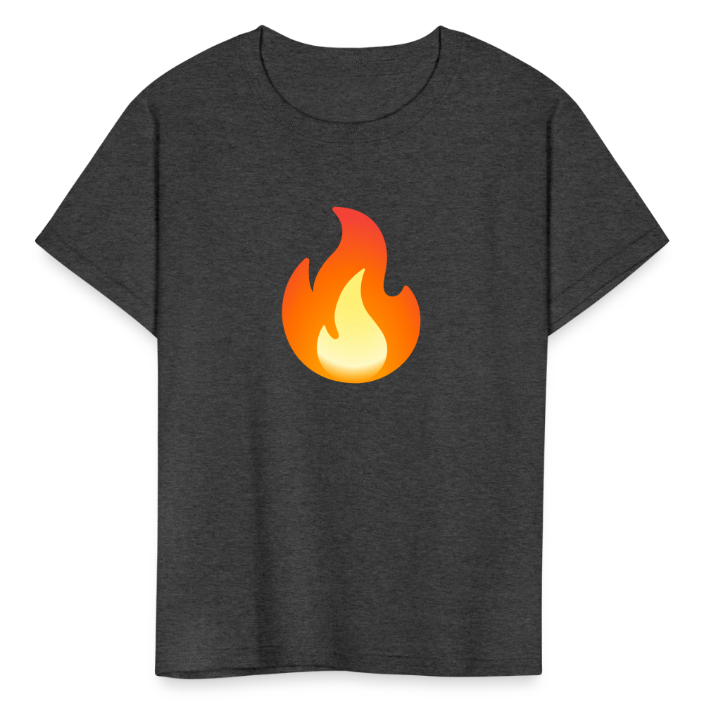 🔥 Fire (Google Noto Color Emoji) Kids' T-Shirt - heather black