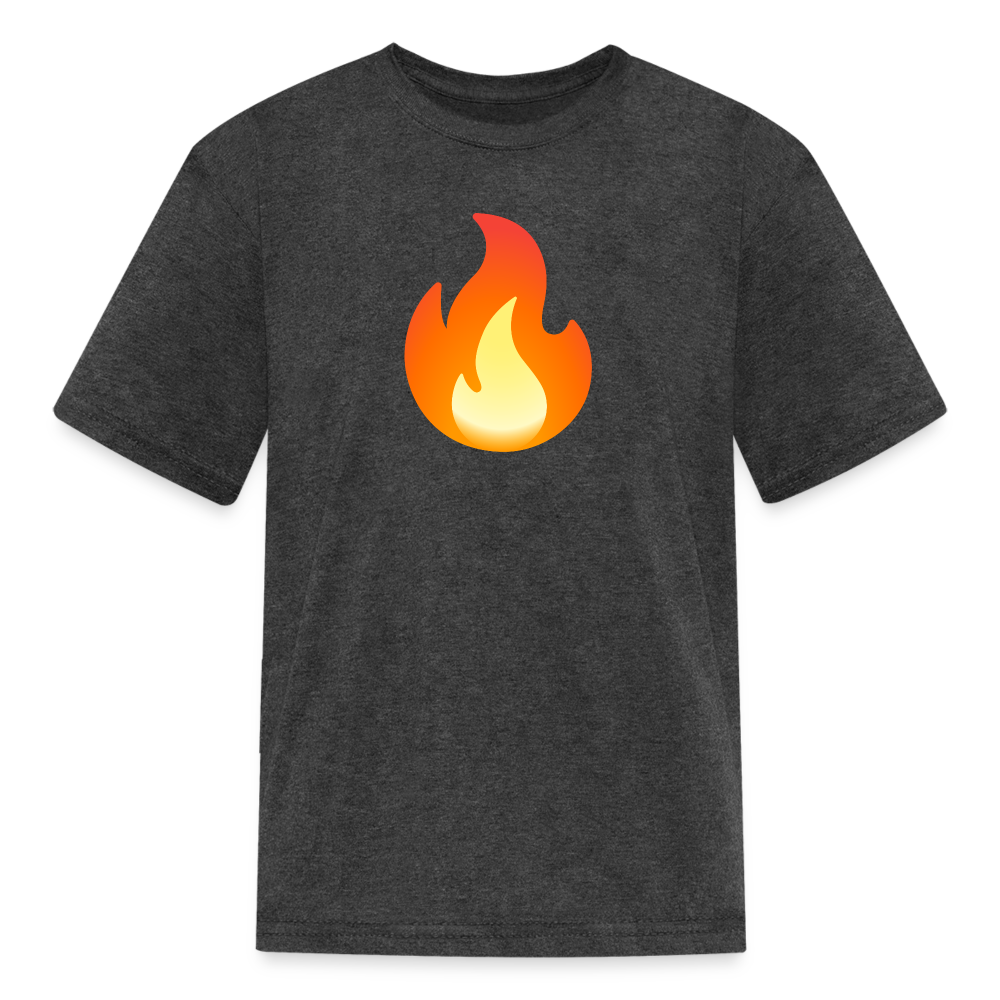 🔥 Fire (Google Noto Color Emoji) Kids' T-Shirt - heather black