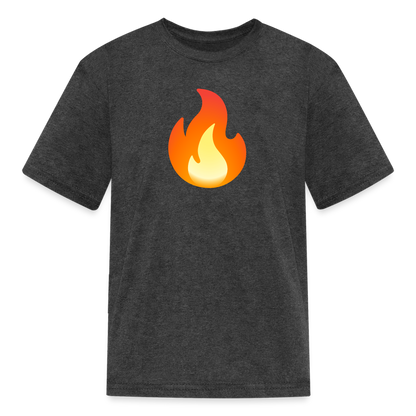 🔥 Fire (Google Noto Color Emoji) Kids' T-Shirt - heather black