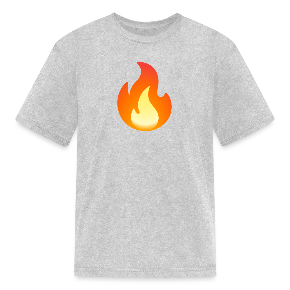 🔥 Fire (Google Noto Color Emoji) Kids' T-Shirt - heather gray