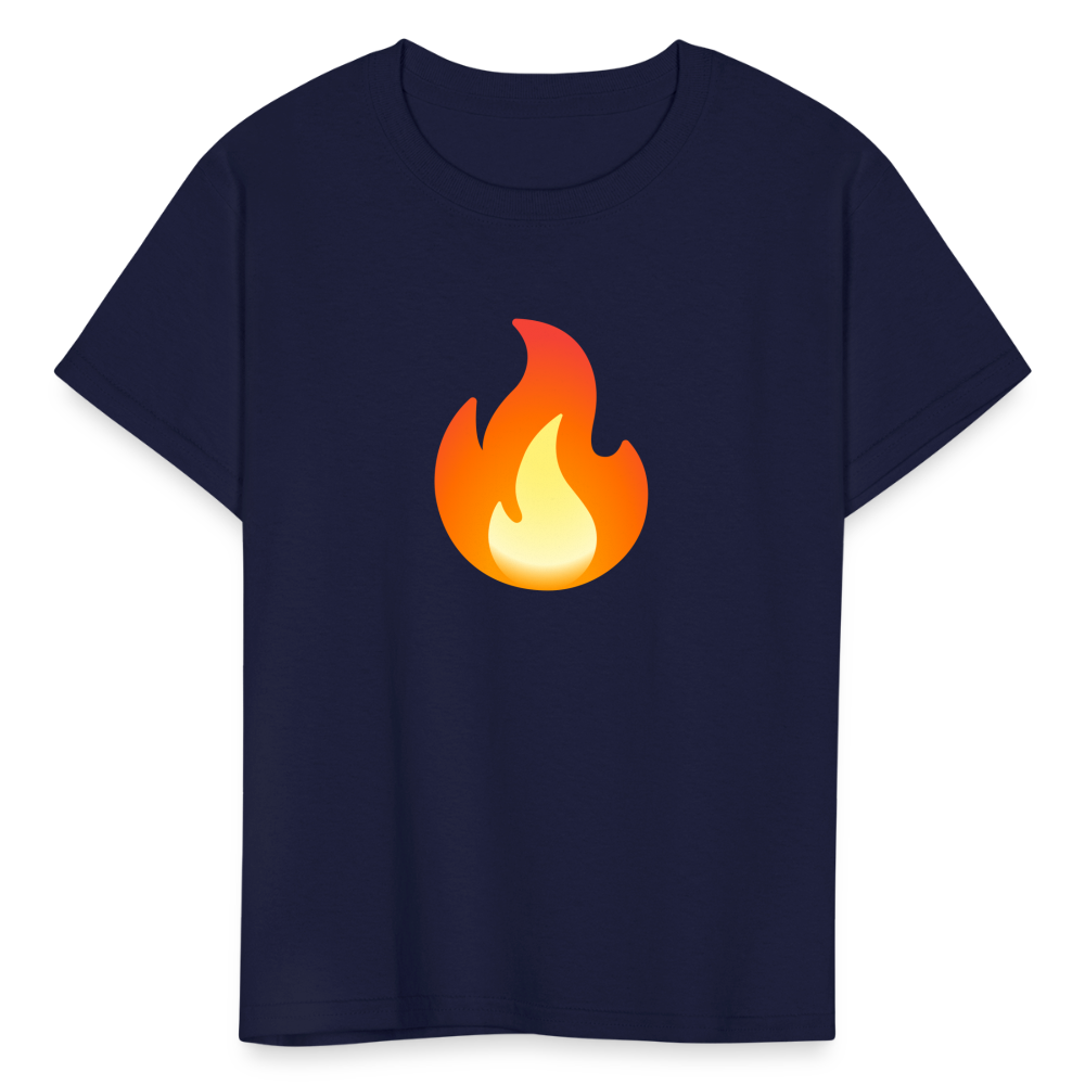 🔥 Fire (Google Noto Color Emoji) Kids' T-Shirt - navy