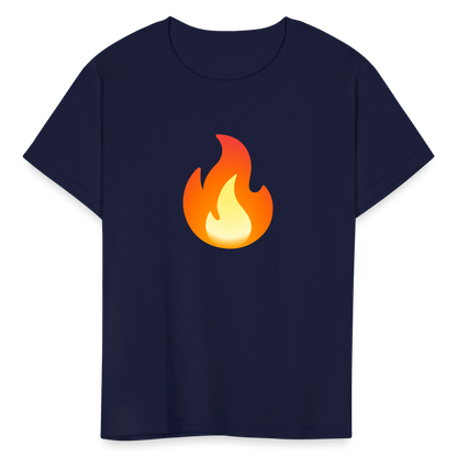 🔥 Fire (Google Noto Color Emoji) Kids' T-Shirt - navy