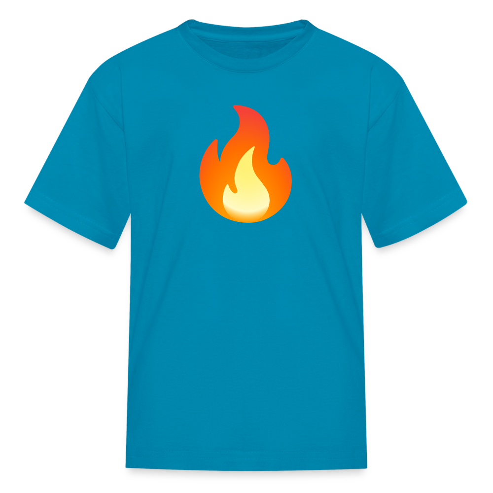🔥 Fire (Google Noto Color Emoji) Kids' T-Shirt - turquoise