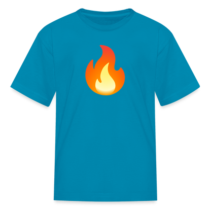 🔥 Fire (Google Noto Color Emoji) Kids' T-Shirt - turquoise