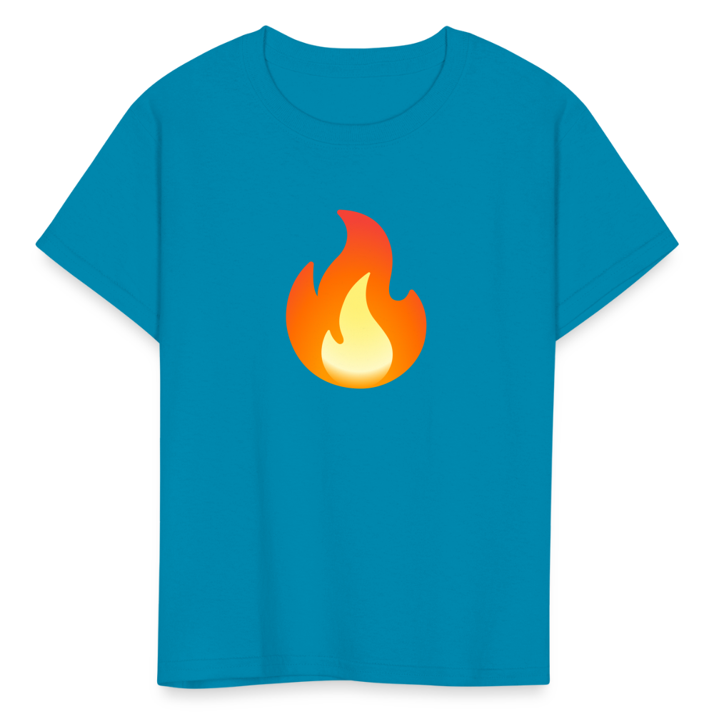 🔥 Fire (Google Noto Color Emoji) Kids' T-Shirt - turquoise