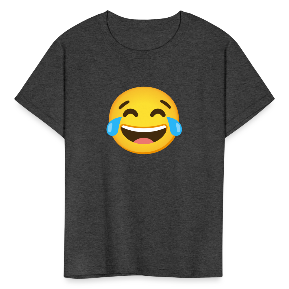 😂 Face with Tears of Joy (Google Noto Color Emoji) Kids' T-Shirt - heather black