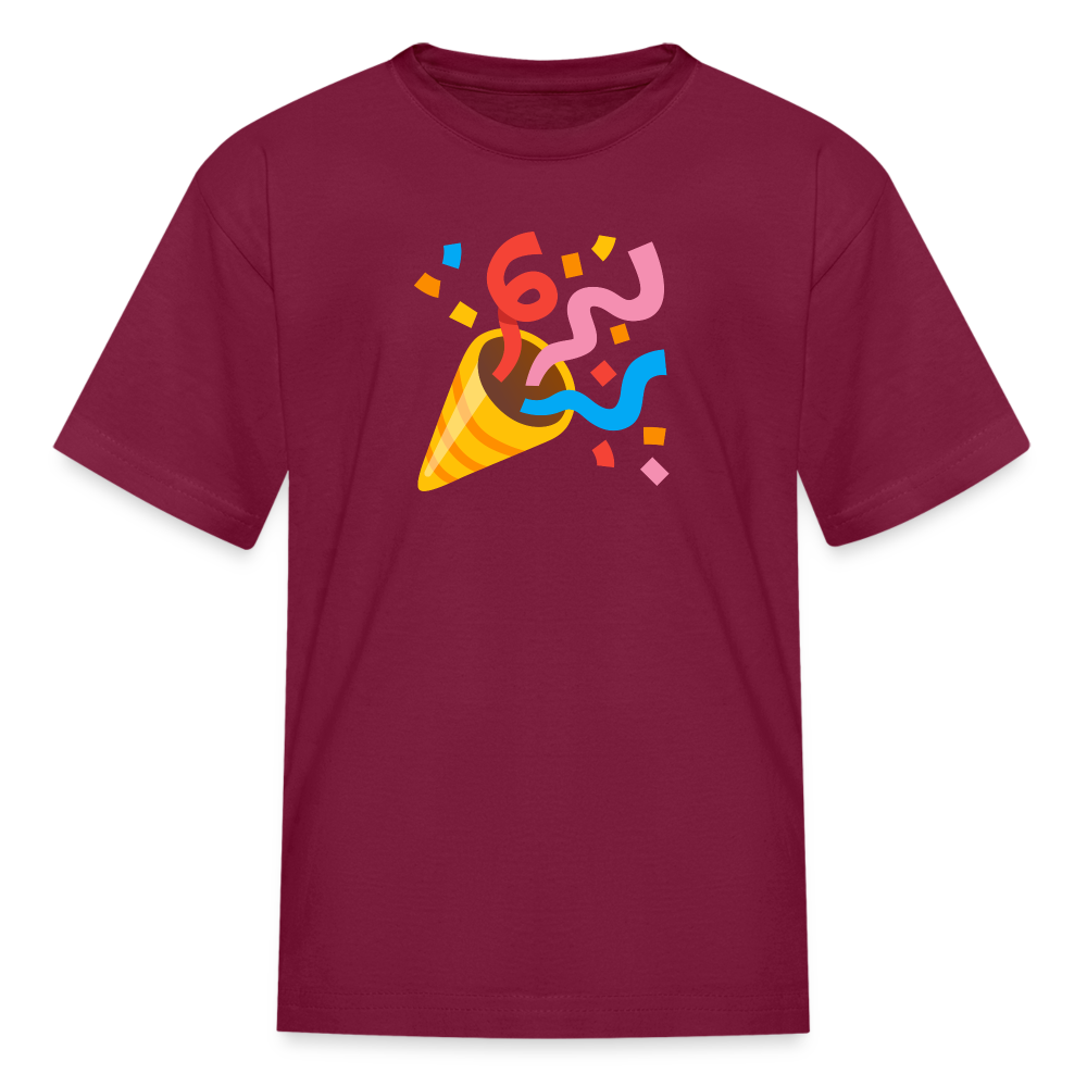 🎉 Party Popper (Google Noto Color Emoji) Kids' T-Shirt - burgundy