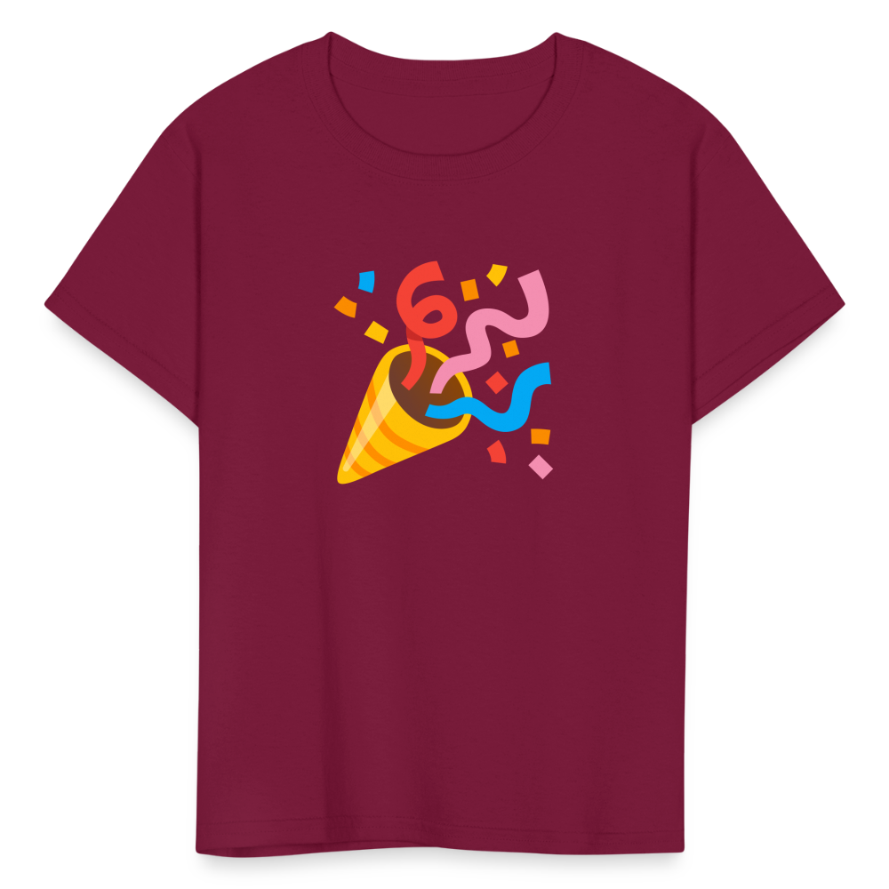 🎉 Party Popper (Google Noto Color Emoji) Kids' T-Shirt - burgundy