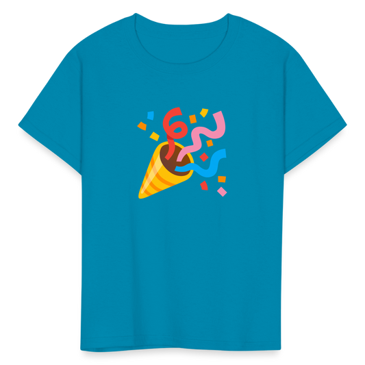 🎉 Party Popper (Google Noto Color Emoji) Kids' T-Shirt - turquoise