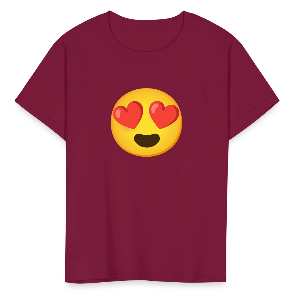 😍 Smiling Face with Heart-Eyes (Google Noto Color Emoji) Kids' T-Shirt - burgundy