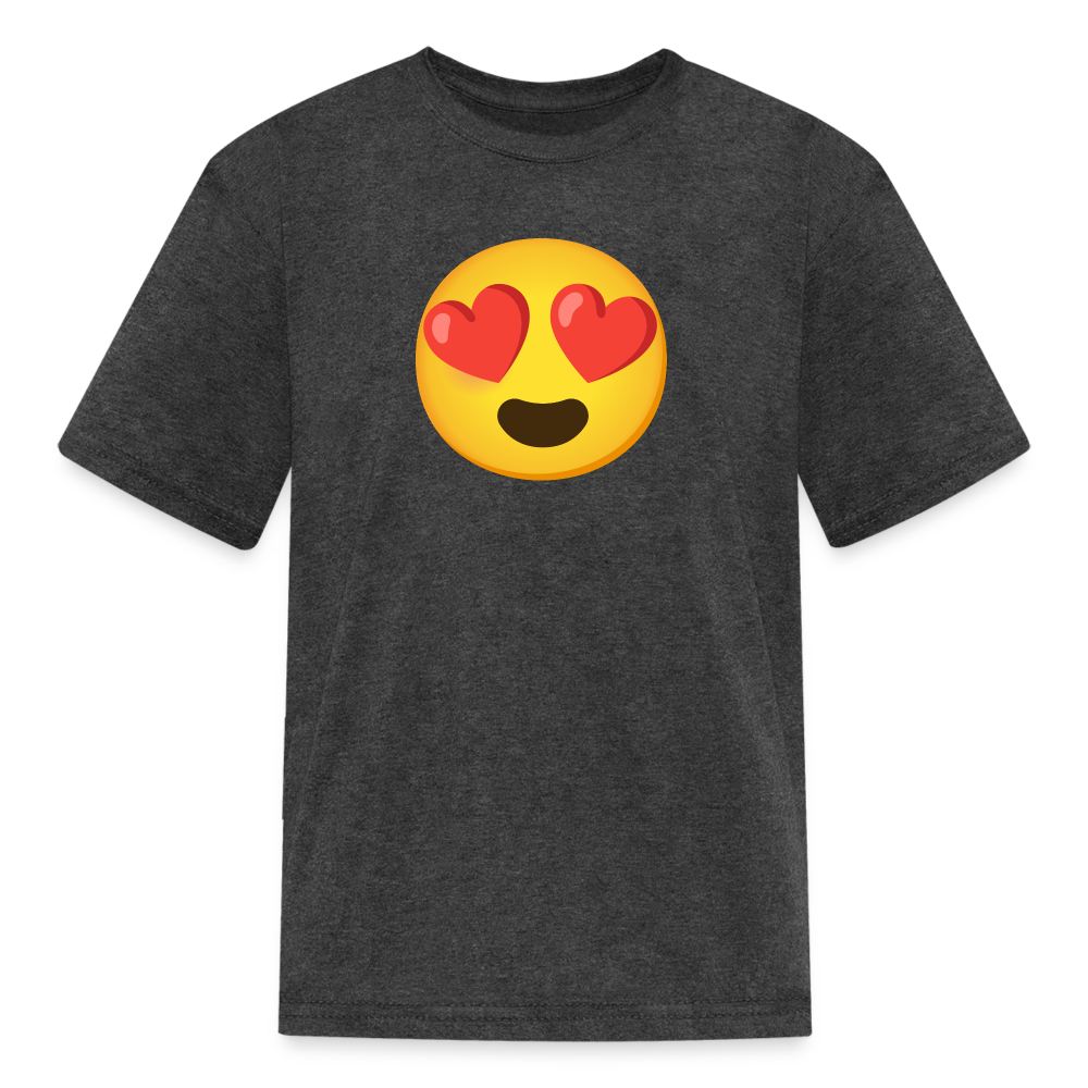 😍 Smiling Face with Heart-Eyes (Google Noto Color Emoji) Kids' T-Shirt - heather black