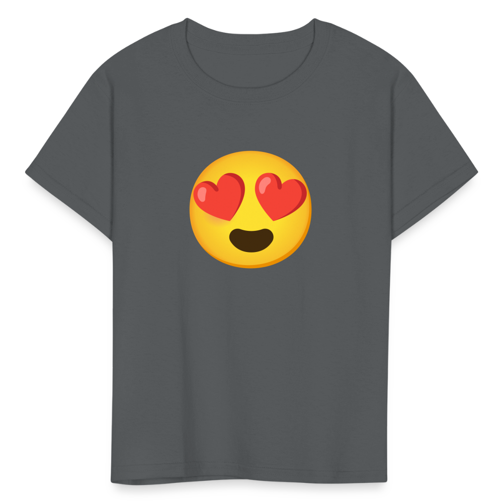 😍 Smiling Face with Heart-Eyes (Google Noto Color Emoji) Kids' T-Shirt - charcoal
