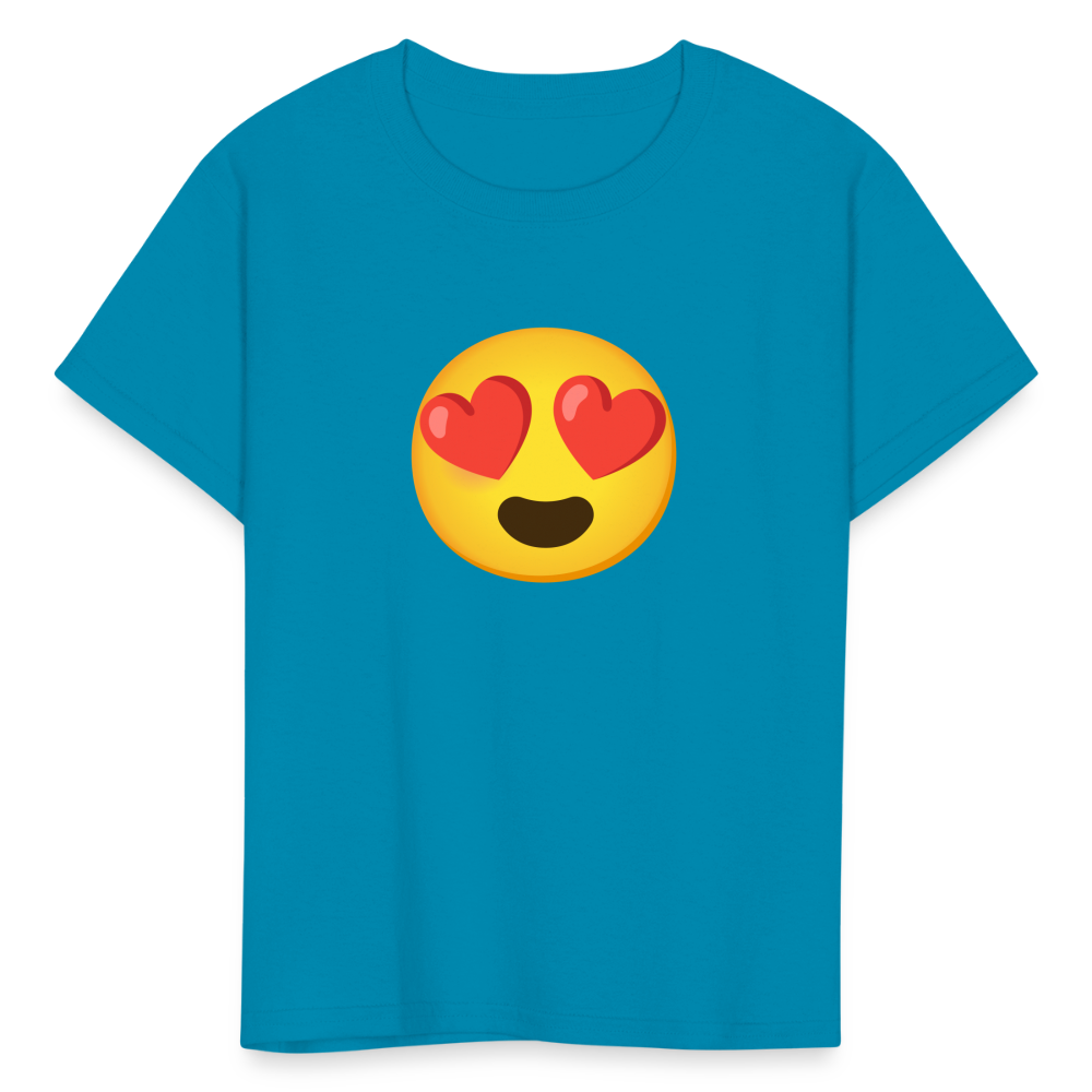 😍 Smiling Face with Heart-Eyes (Google Noto Color Emoji) Kids' T-Shirt - turquoise
