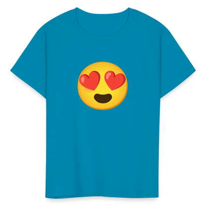 😍 Smiling Face with Heart-Eyes (Google Noto Color Emoji) Kids' T-Shirt - turquoise